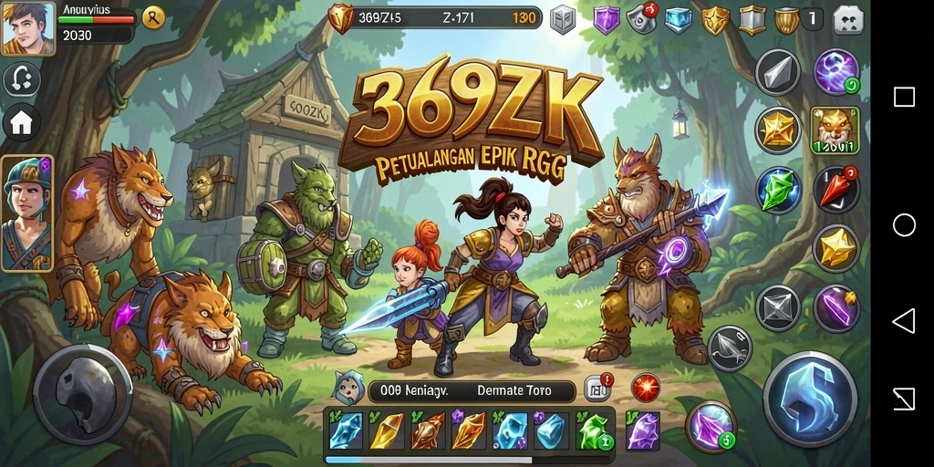 Tampilan gameplay petualangan epik dalam 369ZK.