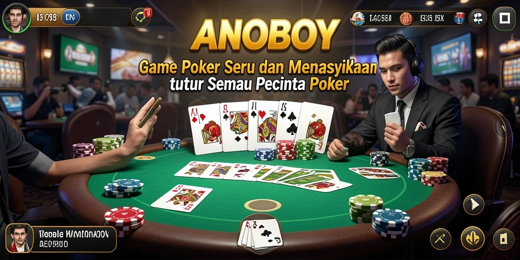 Tampilan menarik dari gameplay Poker di ANOBOY yang seru.