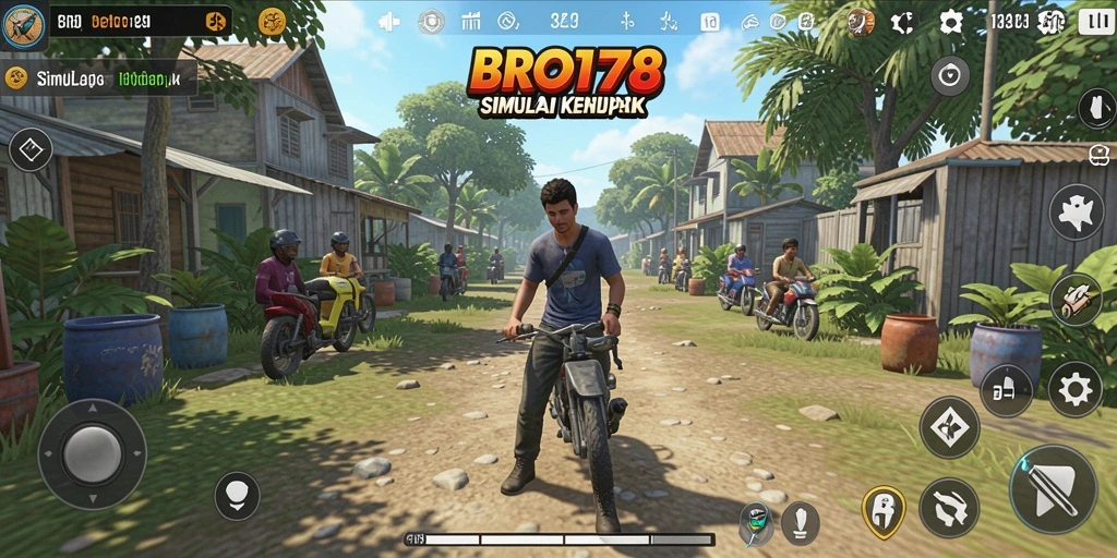 Tangkap layar gameplay BRO178 yang menampilkan simulasi kehidupan yang mendalam.