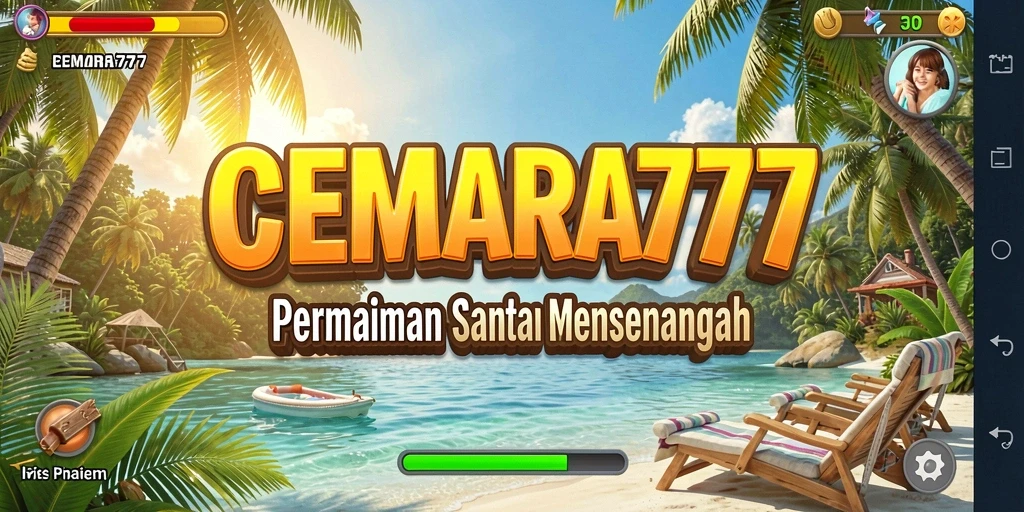 Screenshot gameplay CEMARA777 menampilkan suasana santai dan penuh warna.