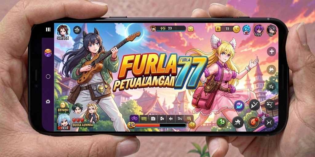 Tampilan gameplay FURLA77 dengan karakter anime yang penuh warna.