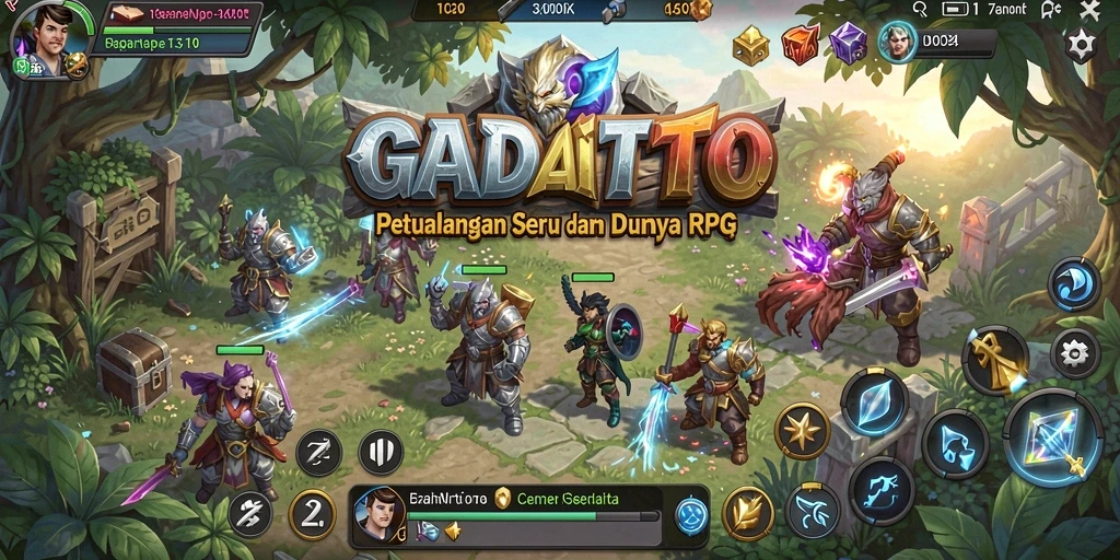 Tampilan gameplay menakjubkan dalam GADAITOTO, menampilkan aksi RPG yang mendebarkan.
