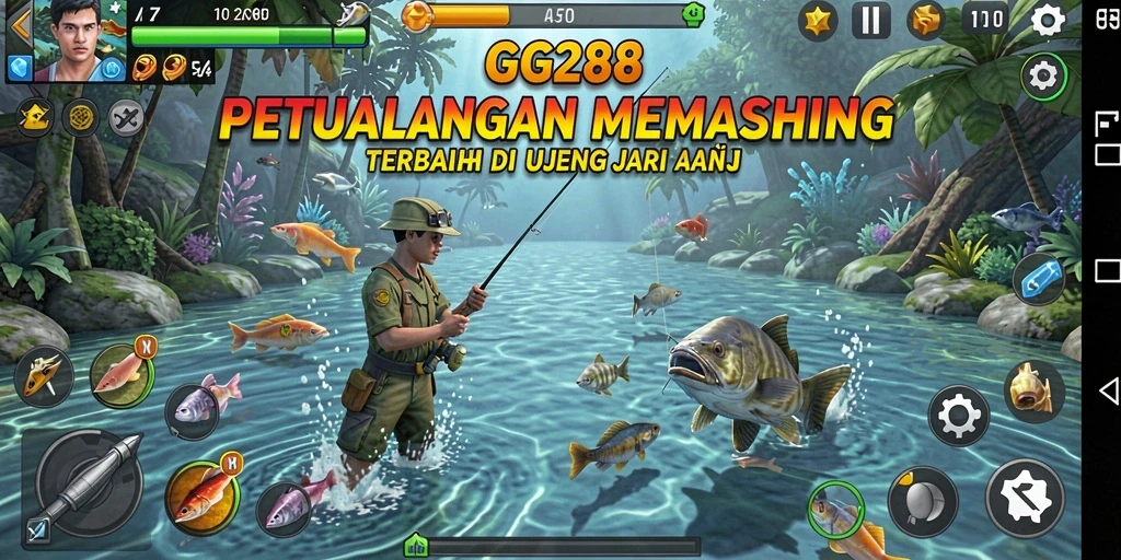 Screenshot gameplay GG288 dengan aksi memancing yang seru.