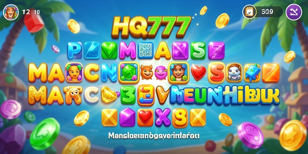 Gameplay HQ777 yang menarik dan penuh warna dalam genre Match-3.