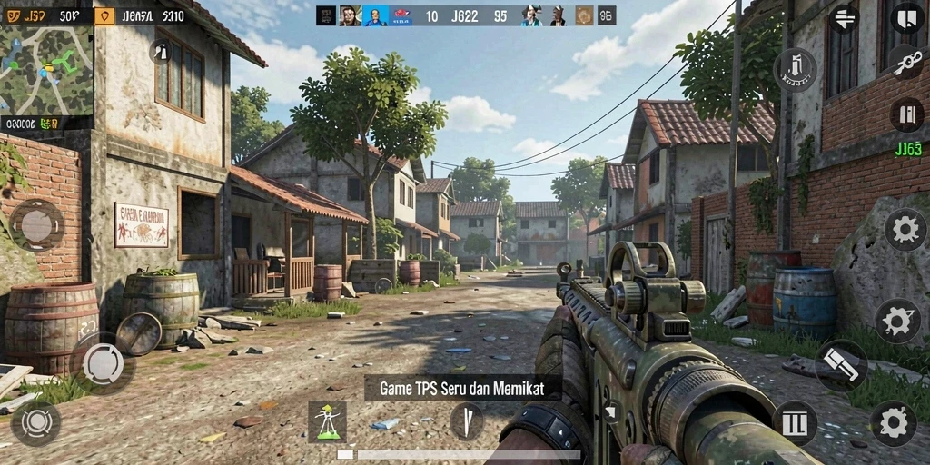 Screenshot gameplay JJ62 yang menunjukkan aksi pertempuran intens.