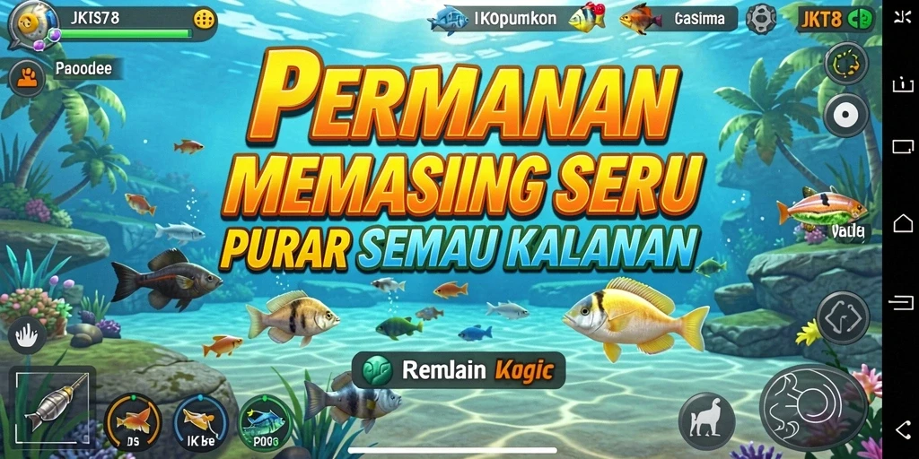 Tampilan gameplay JKT8 yang menampilkan pengalaman memancing seru.