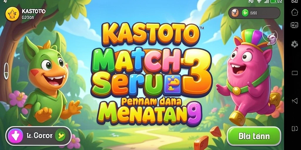 Screenshot utama KASTOTO menampilkan gameplay seru dengan elemen Match-3.