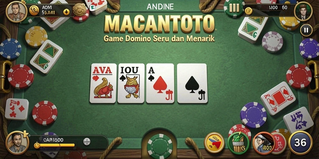 Tampilan gameplay seru dalam permainan Domino MACANTOTO.