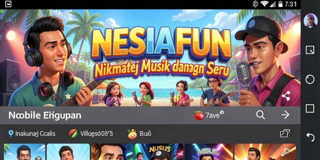 Tampilan gameplay NESIAFUN dengan interaksi musik yang seru.