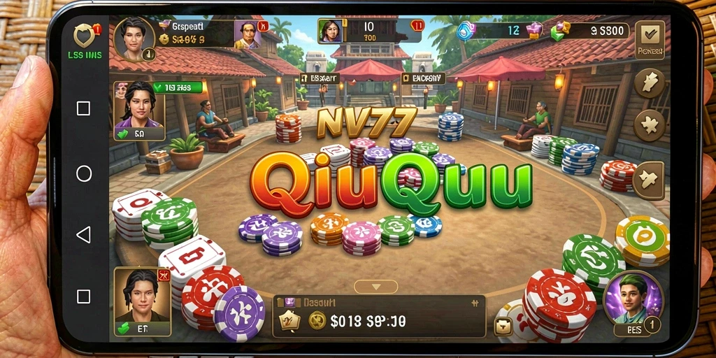 Tampilan gameplay seru NV77 dalam permainan QiuQiu.