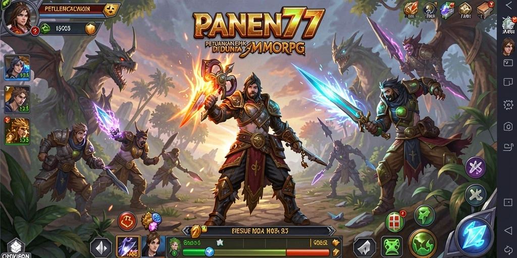 Screenshot dari gameplay PANEN77 menampilkan aksi seru dalam pertarungan MMORPG.