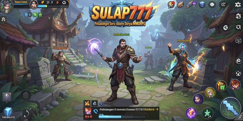 Tangkapan layar gameplay SULAP777 menampilkan pertarungan epik di dunia fantasi.