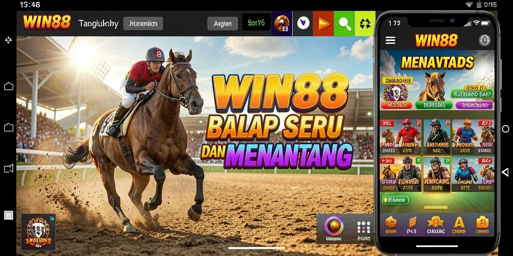 Tangkapan layar gameplay <strong>WIN88</strong> menampilkan balapan seru dengan mobil cepat.